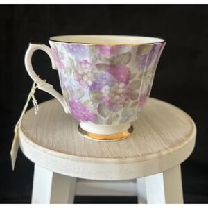 Royal Patrician Fine Bone China Lilac & Hydrangea Pink & Purple Pattern Tea Cup